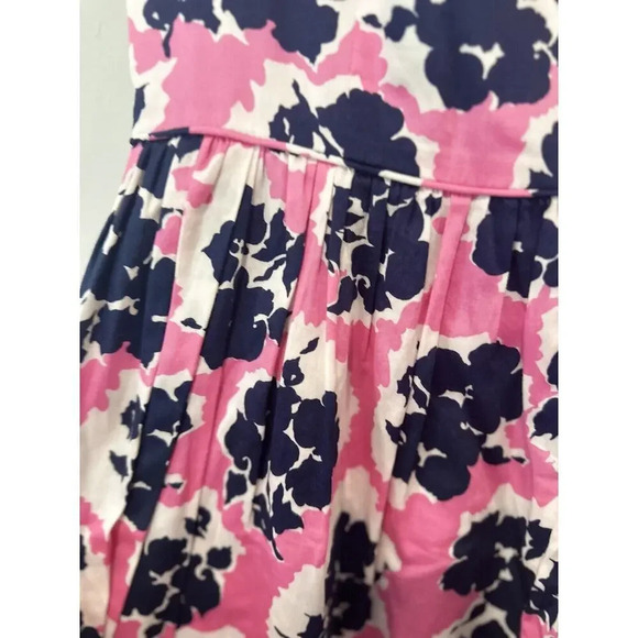 Boden Vintage Bow A Line Dress Pink and Blue Floral Print Size 10R 1186 - Picture 5 of 11